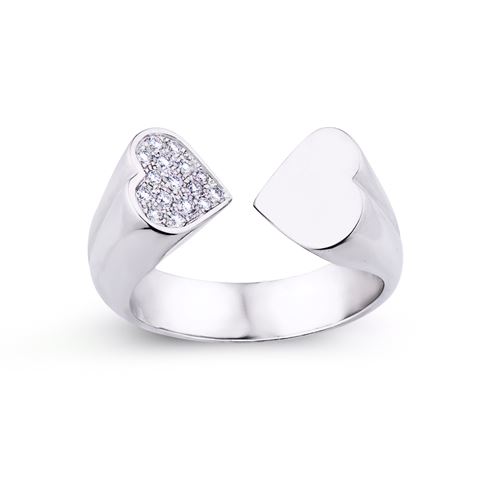 Ring Twinheart Vitguld